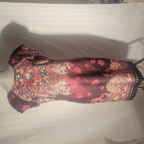 Beige by Eci Brown Multi-color Floral Stretch Dress, Size: 10 - Picture 1 of 9